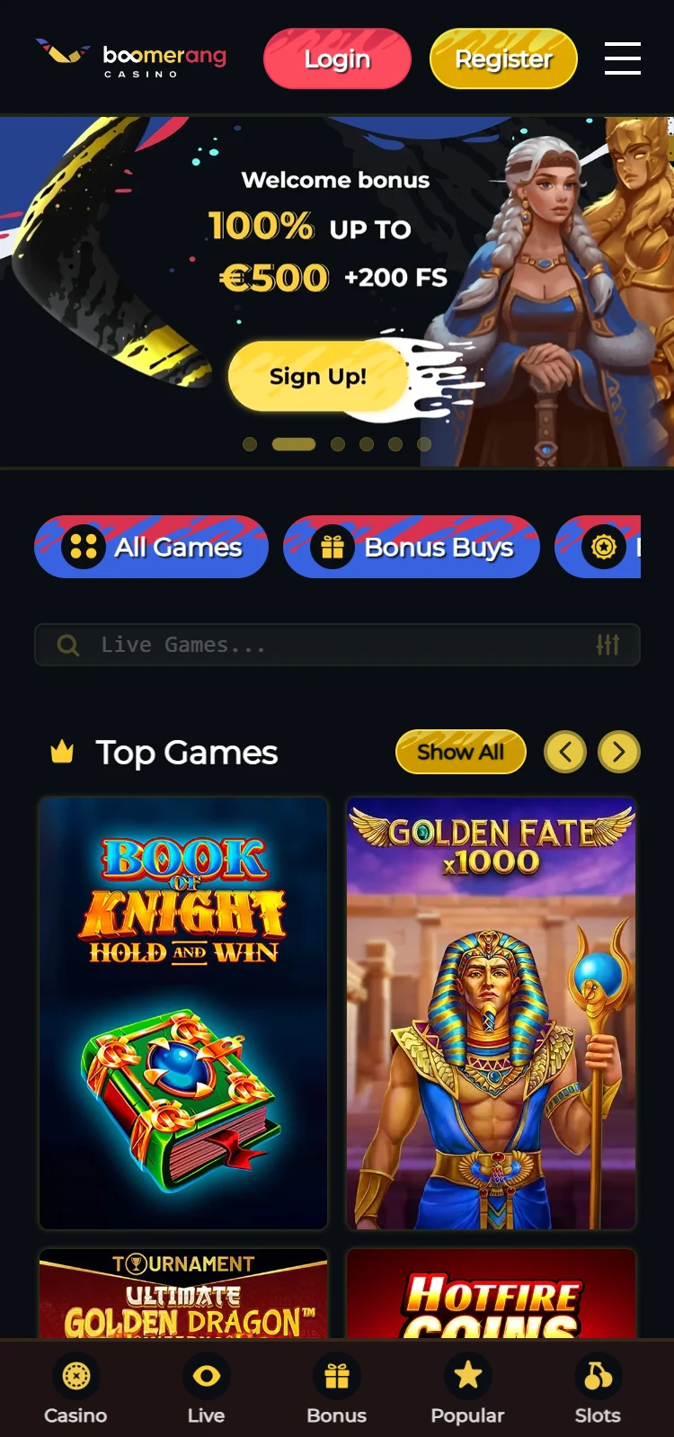 Boomerang Casino Smartphone App Preview